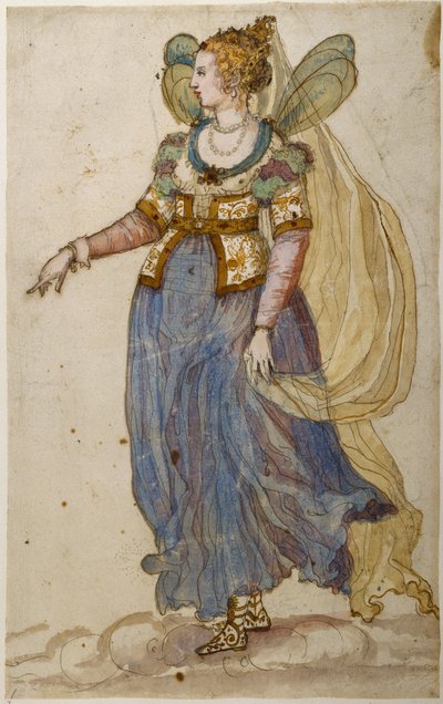 Lady maškarní (akvarel na papíře) od Inigo Jones