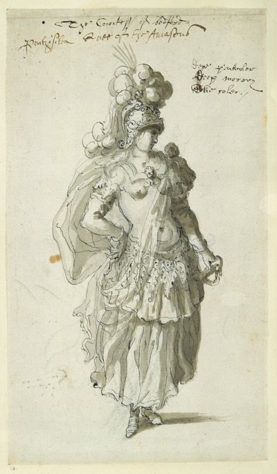 Penthesilea, c.1609 (pero a inkoust na papíře) od Inigo Jones