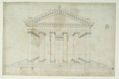 Druhý chrám Diany, kolem roku 1635 (pero a inkoust na papíře) od Inigo Jones