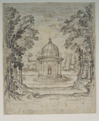 Apollónův chrám (pero a inkoust na papíře) od Inigo Jones