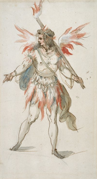 Pochodeň: ohnivý duch (akvarel na papíře) od Inigo Jones