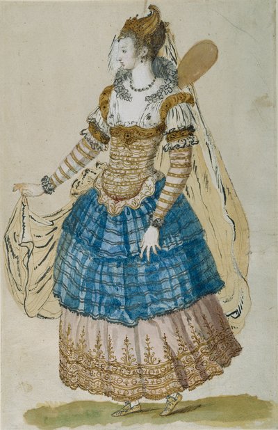 Okřídlený maskér (akvarel na papíře) od Inigo Jones