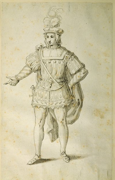 Mládež ve starověkém britském kostýmu, kolem roku 1611 (pero a inkoust na papíře) od Inigo Jones