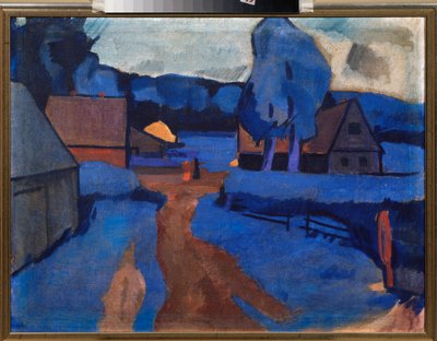 Modrá krajina - Obraz od Iosipha (Iosifa) Solomonoviče Shkolnika (1883-1926), olej na plátně, cca 1910 - ruské umění, 20. století, avantgarda - Soukromá sbírka od Iosiph Solomonovich Shkolnik
