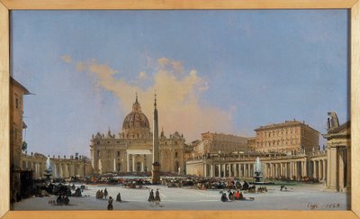 Papežské požehnání na náměstí Piazza San Pietro od Ippolito Caffi