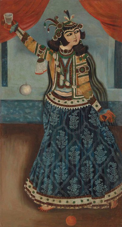 Tanečnice v modrých šatech (olej na plátně) od Iranian School
