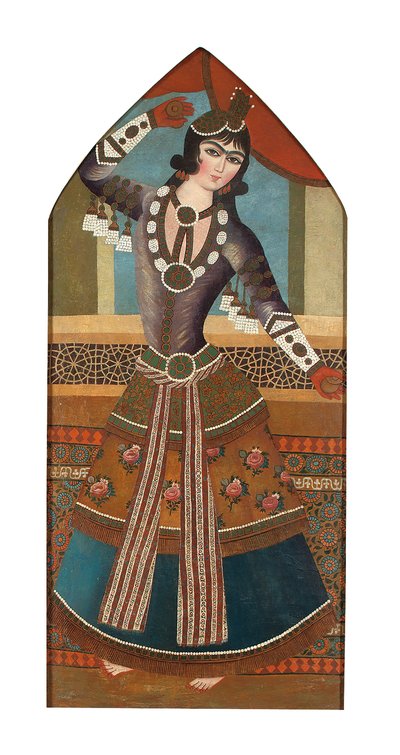 A Qajar Dancing Girl, cca 1840 (olej na plátně) od Iranian School