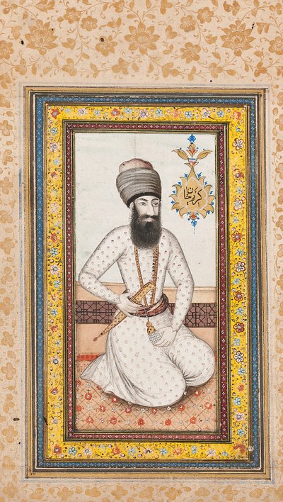Portrét Karima Khana Zanda, jednoho z dvojice s Nadir Shah, Qajar Iran od Iranian School