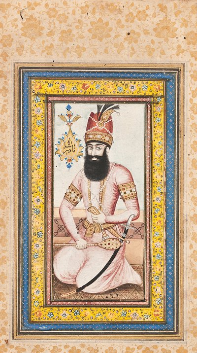 Portrét Nadir Shah, jeden z dvojice s Karim Khan Zand, Qajar Iran od Iranian School