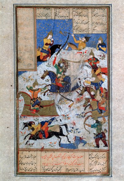 Bitva mezi Íránci a Turany, 16. století. od Iranian master.