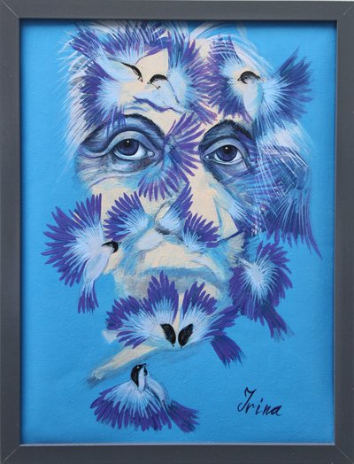 Albert Einstein a Chickadees, 2015 od Irina Corduban
