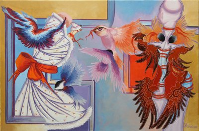 Red Ribbon and Chickadees, 2015 od Irina Corduban