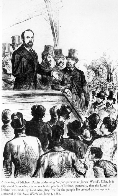 Michael Davitt oslovuje 100 000 osob v Jones Wood, USA, z Irish World, 5. června 1880 od Irish School