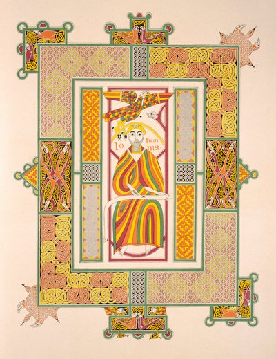 Svatý Jan Evangelista, z faksimile Mac Regolova evangelia, vydaného nakladatelstvím Day & Son. od Irish School