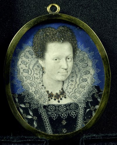 Portrét ženy, cca 1600-17 (pergamen, kov a sklo) od Isaac (attr. to) Oliver