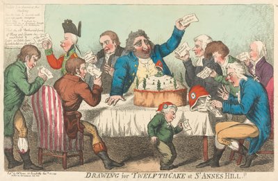 Zeichnung für den Zwölften-Kuchen in St. Annes Hill od Isaac Cruikshank