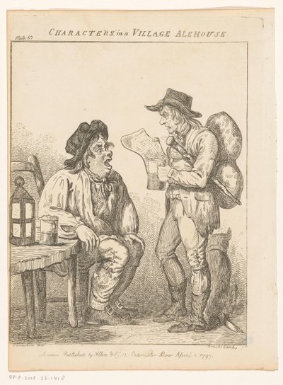 Dva muži ve vesnické hospodě v Derbyshire Postavy ve vesnické pivnici (původní název) Žánrové scény z různých částí Anglie a Walesu (název série) Výstřední exkurze aneb Literární a obrazové skici obličeje, charakteru a od Isaac Cruikshank
