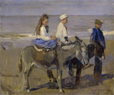 Chlapec a dívka na oslech od Isaac Israels