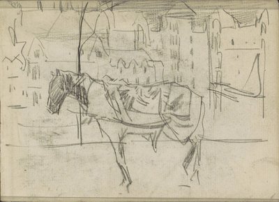 Panoráma města s koněm od Isaac Israels