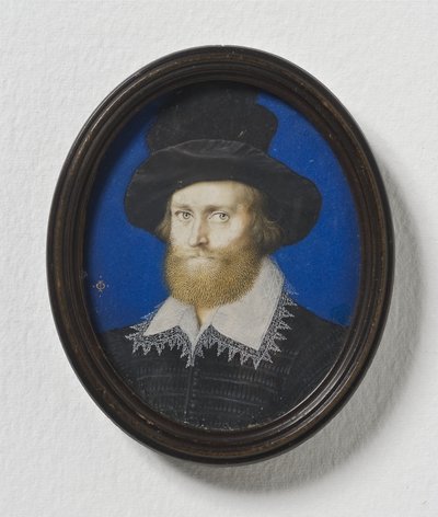 Admirál George Clifford, 3. hrabě z Cumberlandu, cca 1600 (akvarel na pergamenu) od Isaac Oliver