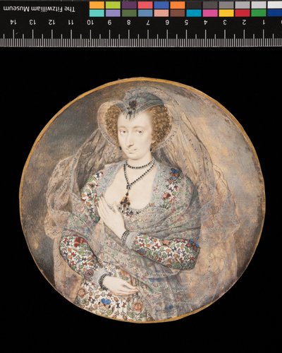 Miniatura. Neznámá dáma. Lucy Haringtonová, hraběnka z Bedfordu (dřívější titul), kolem roku 1605 (akvarel a bodycolor na kartě) od Isaac Oliver
