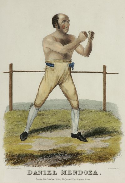 Daniel Mendoza, ryl P. Roberts, vydáno 1822 (barevná rytina) od Isaac Robert (after) Cruikshank
