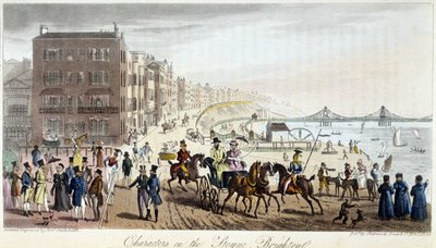 Postavy v Brightonu – v „“The English Spy”” od Charlese Molloye Westmacotta, kresba Robert Cruikshank, London Edition od Isaac Robert Cruikshank