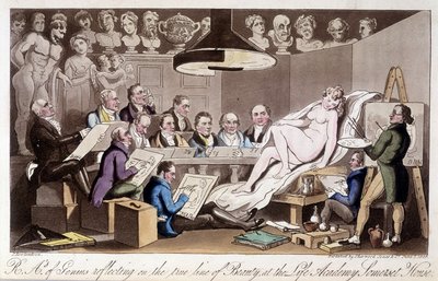 Kurz kreslení pro dospělé. Ve filmu „Anglický špión“ od Charlese Molloye Westmacotta. Kresba Roberta Guikshanda od Isaac Robert Cruikshank