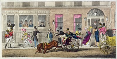 Exteriér Fishmongers Hall, a Regular Break Down, 1824 (akvatinta) od Isaac Robert Cruikshank