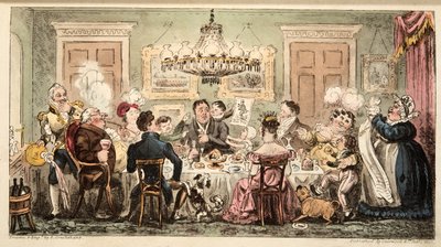 Liston and the Lambkins nebo The Citizens Dinner Party, od The English Spy, hospoda. 1824 (ručně kolorovaná rytina) od Isaac Robert Cruikshank