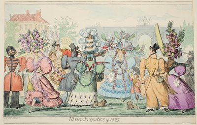 Zrůdy 1827, hospoda. 1835 (ručně kolorovaná rytina) od Isaac Robert Cruikshank