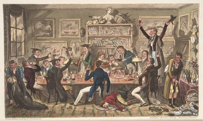 Oxford Transports, nebo University Exiles, z The English Spy, publikoval Londýn, 1824 (ručně kolorovaná rytina) od Isaac Robert Cruikshank