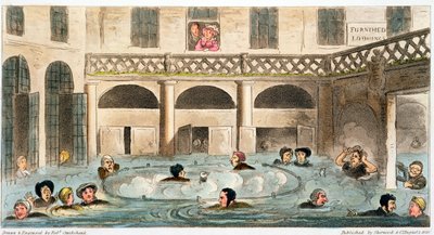 „Veřejné koupání v lázni aneb dušení zaživa“, 1825 od Isaac Robert Cruikshank