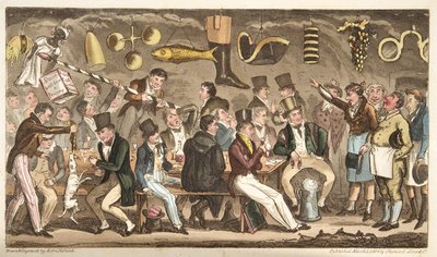 The Oppidans Museum, neboli Eton Court of Claims at the Christopher, z The English Spy, publikoval Londýn, 1824 od Isaac Robert Cruikshank