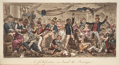 The Return to Port, od The English Spy, pub. 1824 (ručně kolorovaná rytina) od Isaac Robert Cruikshank