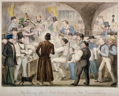 „Večer po falešných volbách ve věznici Fleet, červen 1835“ od Isaac Robert Cruikshank