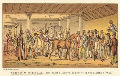 Pohled do společnosti Tattersals od Isaac, Robert and George Cruikshank