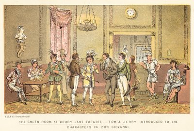 Zelená místnost v divadle Drury Lane od Isaac, Robert and George Cruikshank