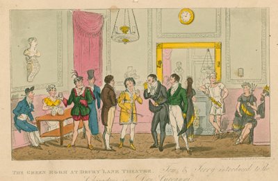 The Green Room v divadle Drury Lane v Londýně od Isaac, Robert and George Cruikshank