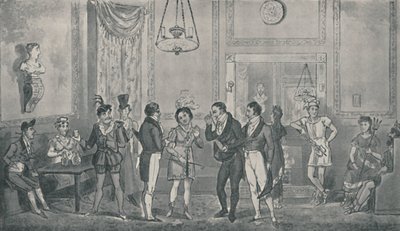 The Green Room at Drury Lane Theatre, 1821, 1920. Umělci: Isaac Robert Cruikshank, George Cruikshank. od Isaac, Robert and George Cruikshank