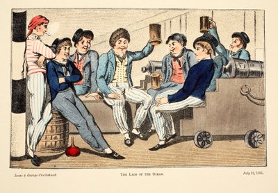 The Lads of the Ocean, 1805 (ručně kolorovaná rytina) od Isaac, Robert and George Cruikshank