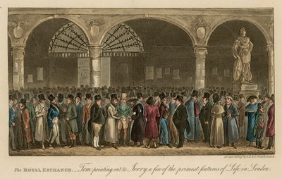 The Royal Exchange: Tom ukazuje Jerrymu na několik hlavních rysů života v Londýně od Isaac, Robert and George Cruikshank