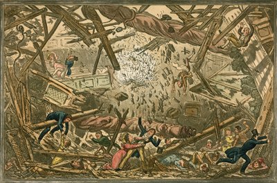 Pád divadla New Brunswick, 28. února 1828 od Isaac, Robert and George Cruikshank