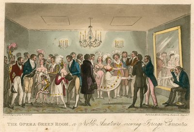 Zelená místnost opery aneb vznešení amatéři prohlížející zahraniční kuriozity od Isaac, Robert and George Cruikshank