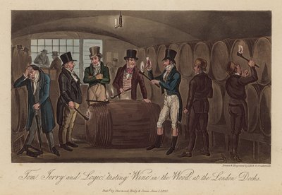 Tom, Jerry a Logic „ochutnávají“ víno v lese v londýnských docích od Isaac, Robert and George Cruikshank