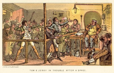 Tom a Jerry mají po řádění potíže od Isaac, Robert and George Cruikshank