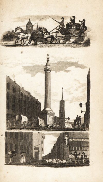 Krajané na jevišti, Monument a Pie Corner od Isaac Taylor