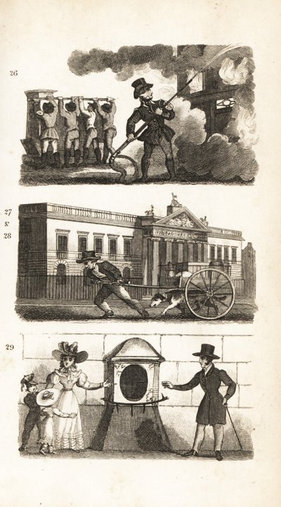 Fire-Engine, Kreslení zboží na náklaďáku, East India House a London Stone od Isaac Taylor