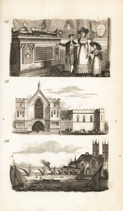 Hrobky ve Westminsterském opatství, Westminster Hall a Westminster Bridge od Isaac Taylor