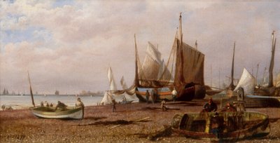 Brighton Beach s rybářskými loděmi od Isaac Walter Jenner